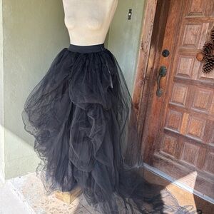 Long Black Tulle Skirt
